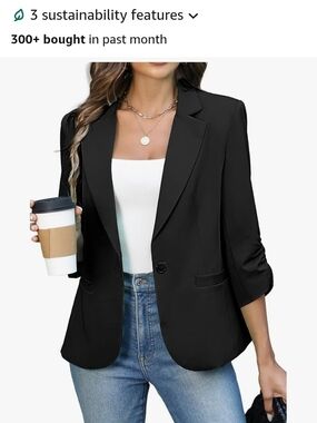 Black Women's Tailored Blazer Jacket - Classic Single-Button